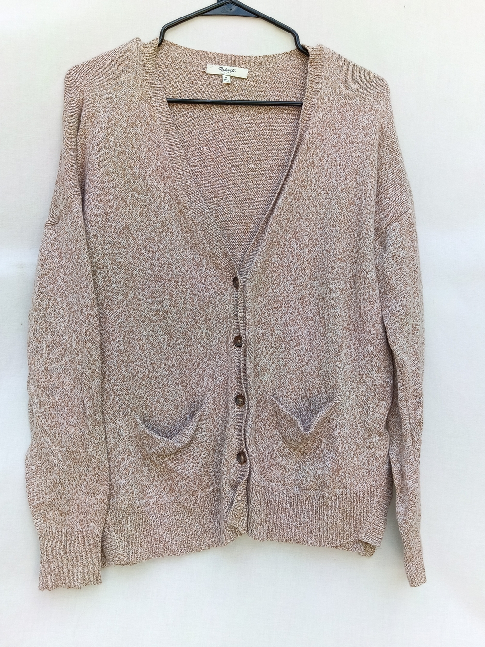 Madewell Marled Light Brown Button-Front Cardigan W Pockets Medium